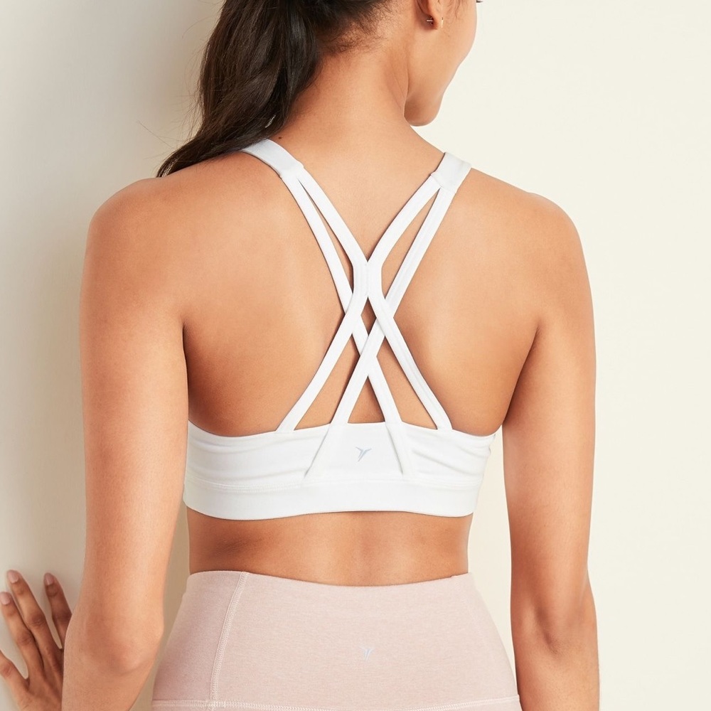 Old Navy White Medium Support Strappy Sports Bra